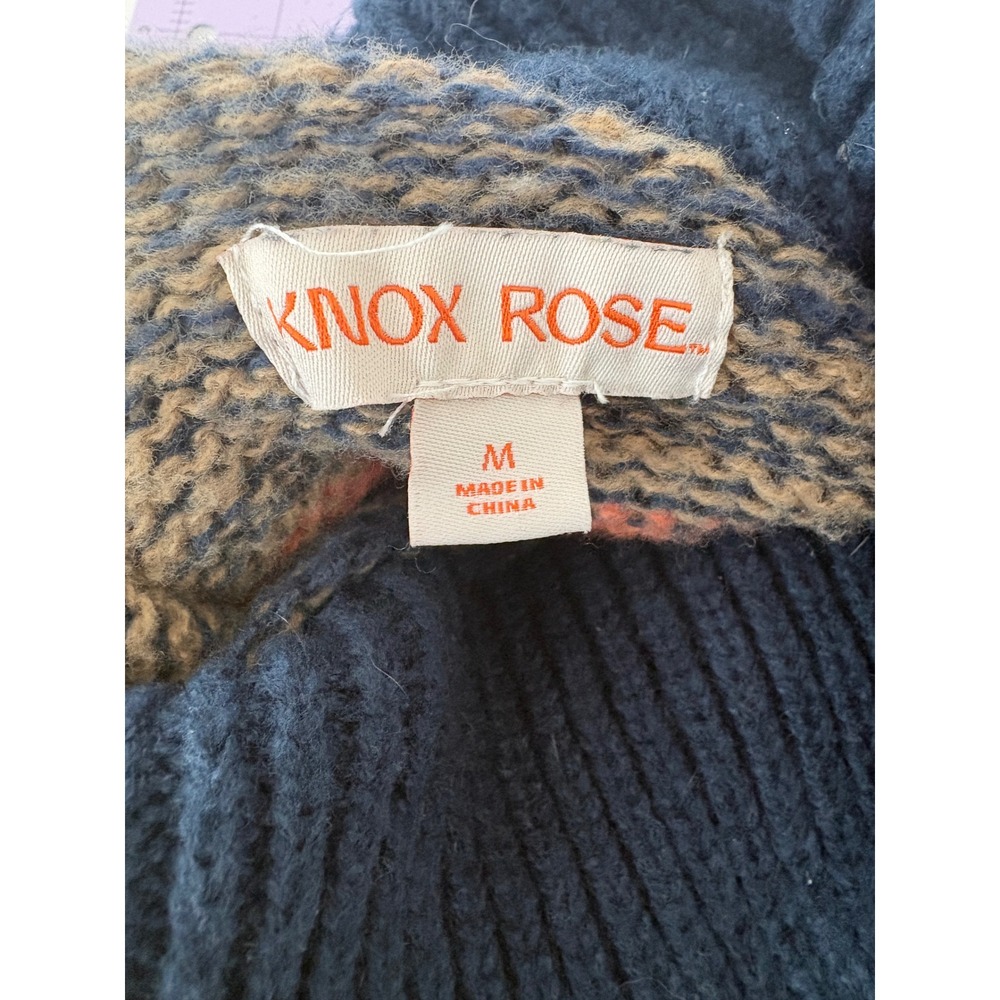 Knox Rose Striped Turtleneck Sweater Boho Multi Color Knit Pullover Medium - Picture 4 of 6